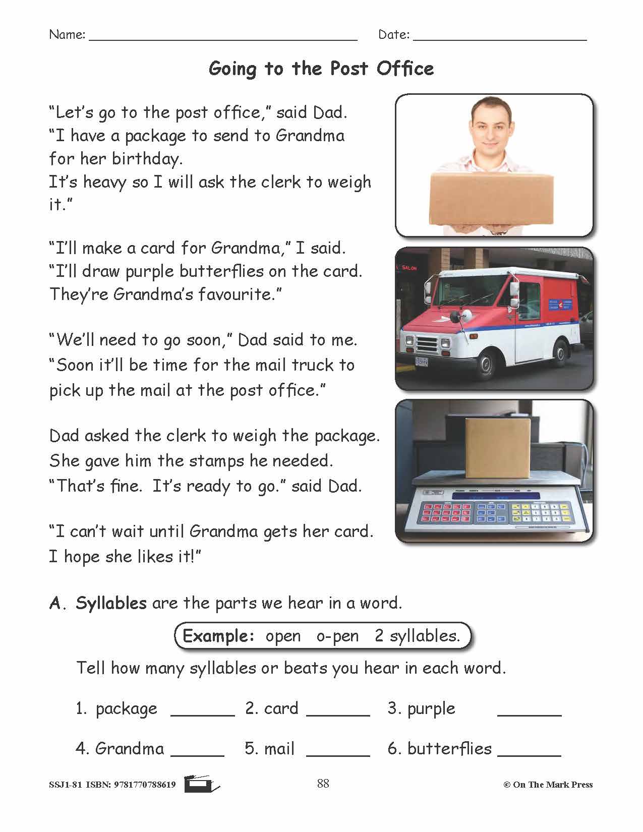 Going to the Post Office Grammar Lesson Gr. 1