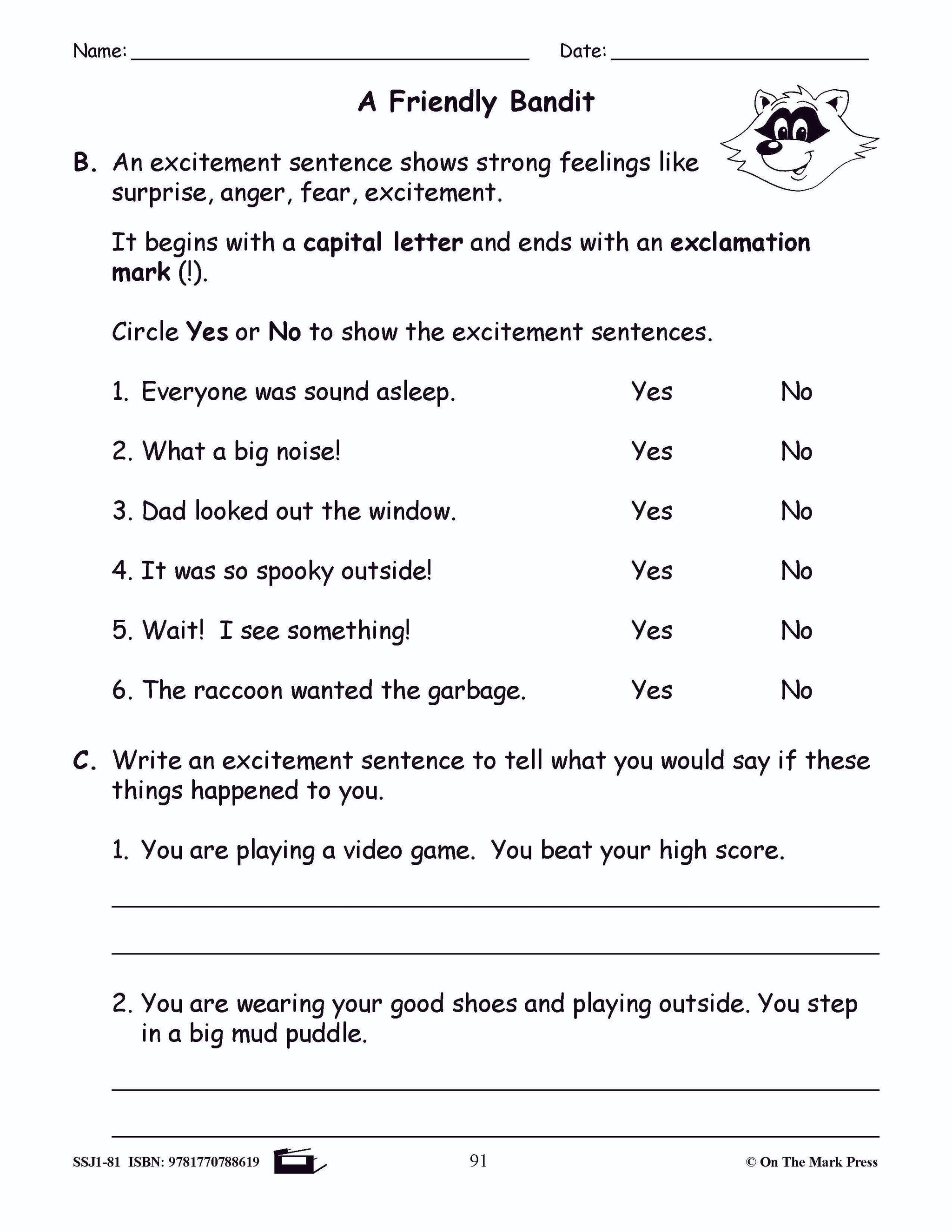 A Friendly Bandit Grammar Lesson Gr. 1