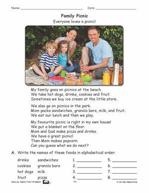 Family Picnic Grammar Lesson Grade 1