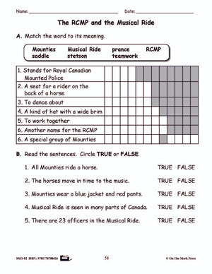 The RCMP & the Musical Ride Reading Lesson Grade 2