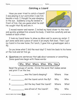 Catching a Lizard Writing & Grammar Lesson Grade 2