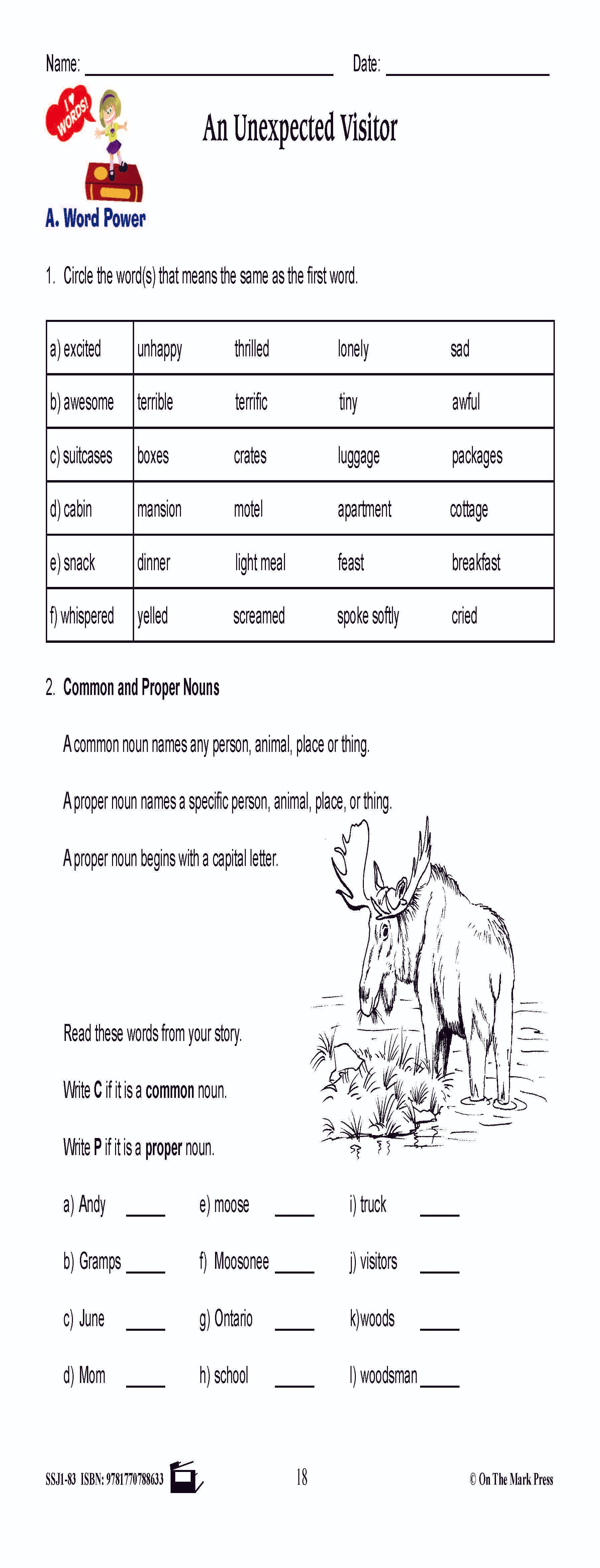 An Unexpected Visitor Reading Lesson Grade 3