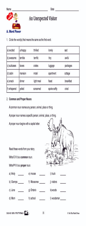 An Unexpected Visitor Reading Lesson Grade 3
