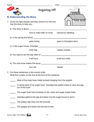 Sugaring Off - A Maple Syrup Reading Lesson Gr. 3 (sequential order/recalling details)