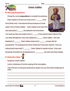 Green Gables Writing & Grammar Lesson Grade 3 (prepositions)