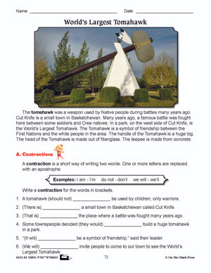 World's Largest Tomahawk Writing & Grammar Lesson Grade 3 (contractions/abbreviation)