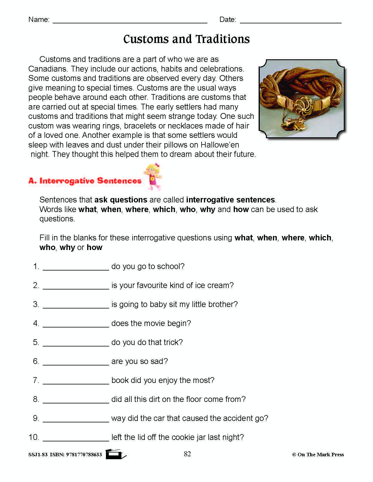 Customs & Traditions Writing & Grammar Lesson Grade 3 (interrogative sentences)