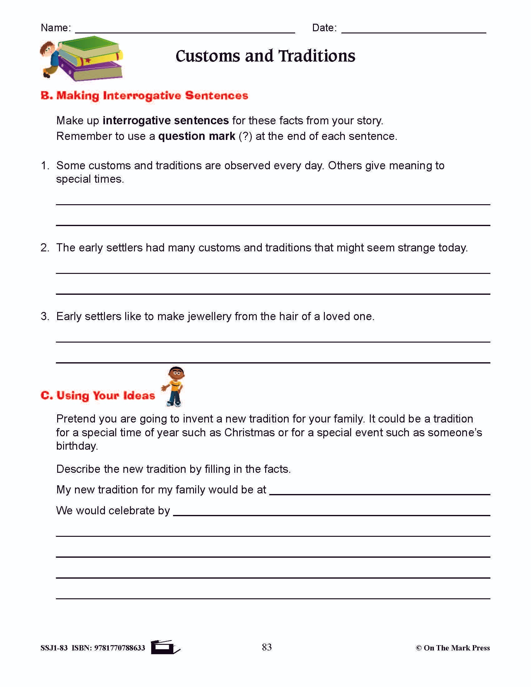 Customs & Traditions Writing & Grammar Lesson Grade 3 (interrogative sentences)