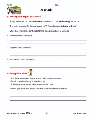 O Canada Writing & Grammar E-Lesson Plan Grade 3