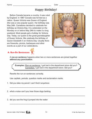 Happy Birthday! Writing & Grammar Lesson Grade 3 (run-on sentences)
