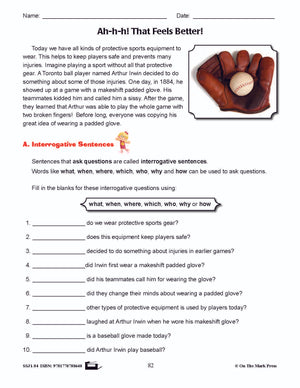 Ah-H-H! That Feels Better! Writing & Grammar  Worksheets Grade 4  (interrogative words)