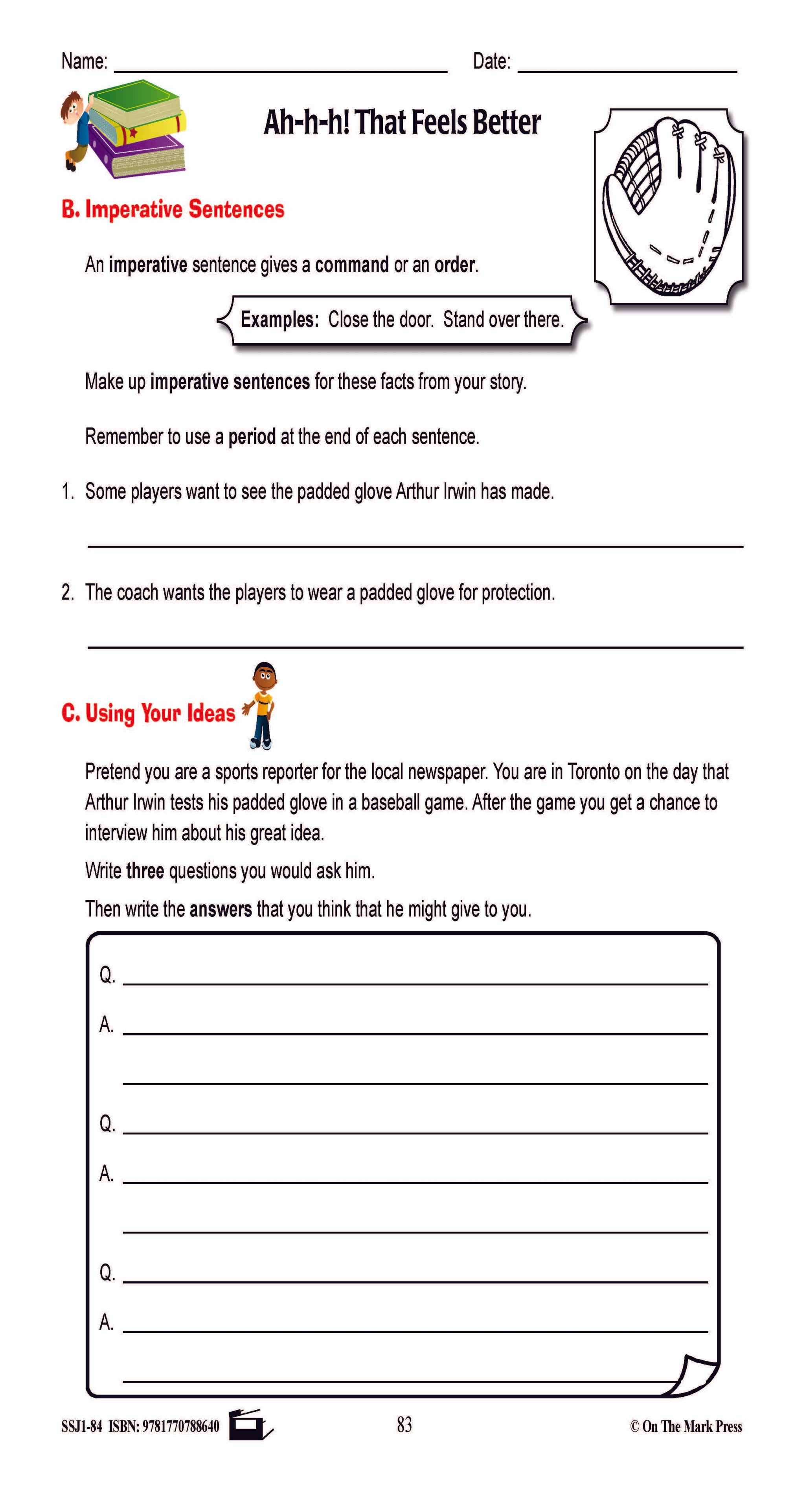 Ah-H-H! That Feels Better! Writing & Grammar  Worksheets Grade 4  (interrogative words)