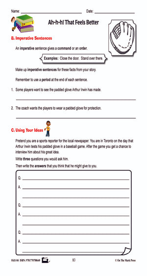 Ah-H-H! That Feels Better! Writing & Grammar  Worksheets Grade 4  (interrogative words)