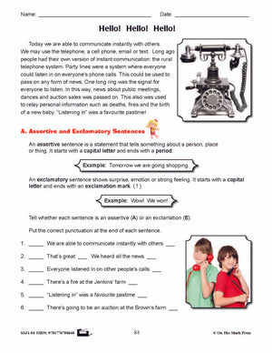 Hello! Hello! Hello! Writing & Grammar Lesson Grade 4 (types of sentences)