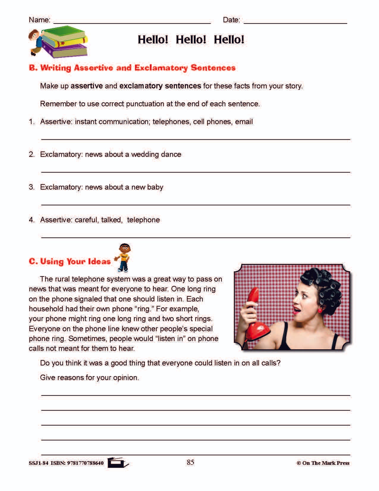 Hello! Hello! Hello! Writing & Grammar Lesson Grade 4 (types of sentences)