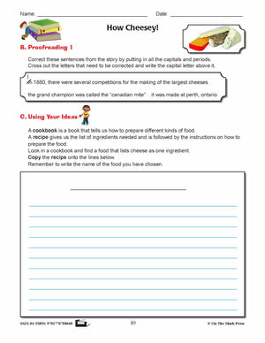How Cheesy! Writing & Grammar E-Lesson Plan Grade 4