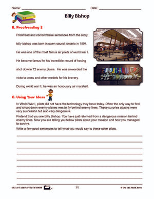 Billy Bishop Writing & Grammar Lesson Grade 4 (proofreading)