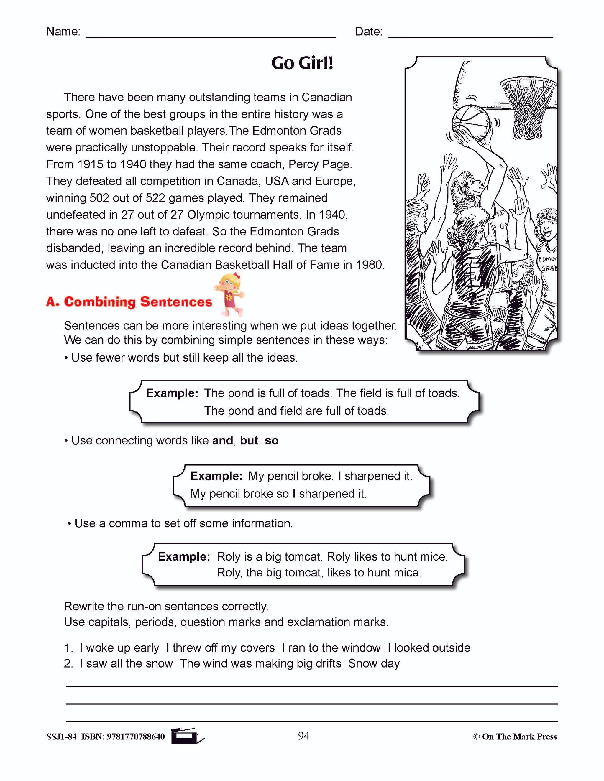 Go Girl! Writing & Grammar Lesson Grade 4 (kinds of sentences)