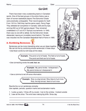 Go Girl! Writing & Grammar Lesson Grade 4 (kinds of sentences)