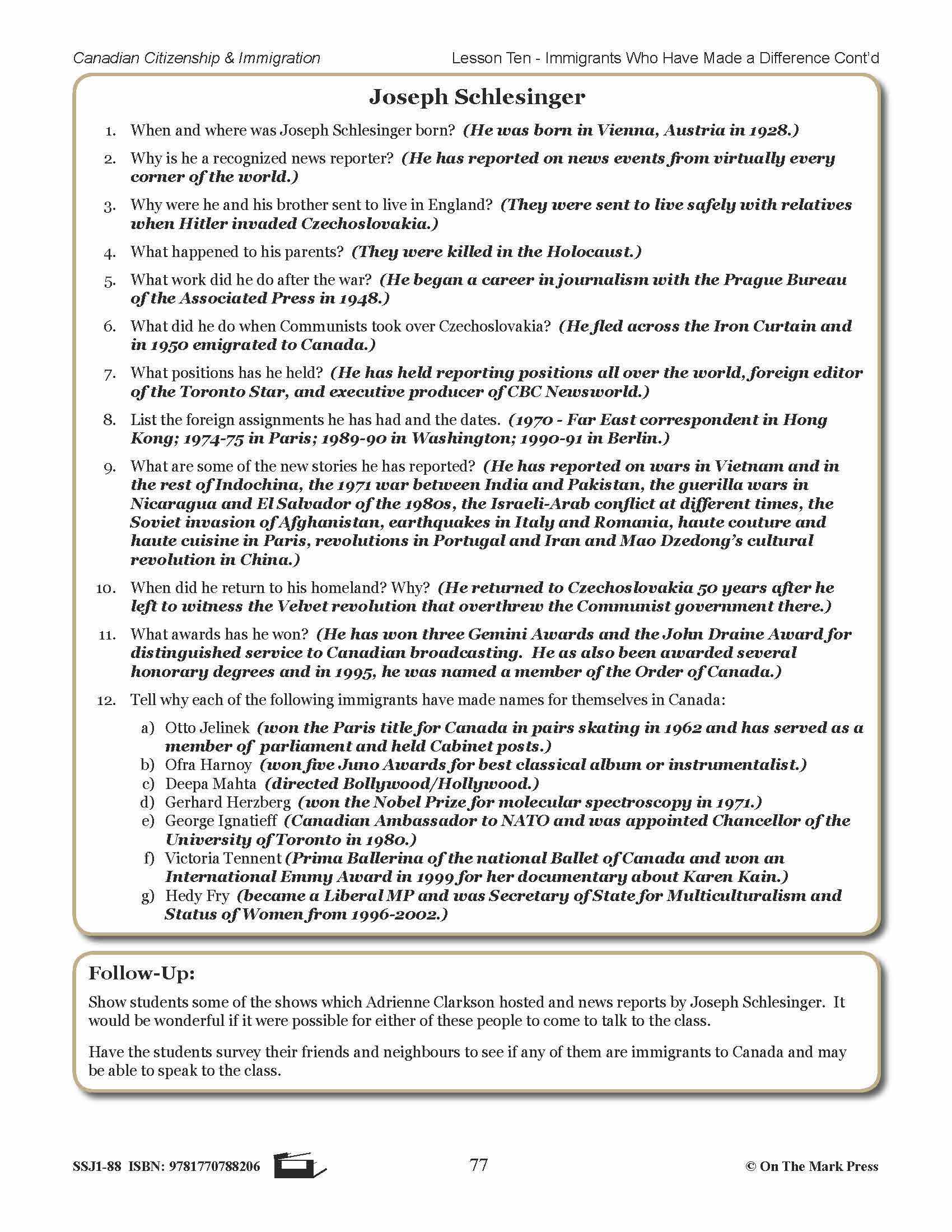 Immigrants Who Have Made A Difference A Unit Test & Extras! E-Lesson Plan Gr. 4-8