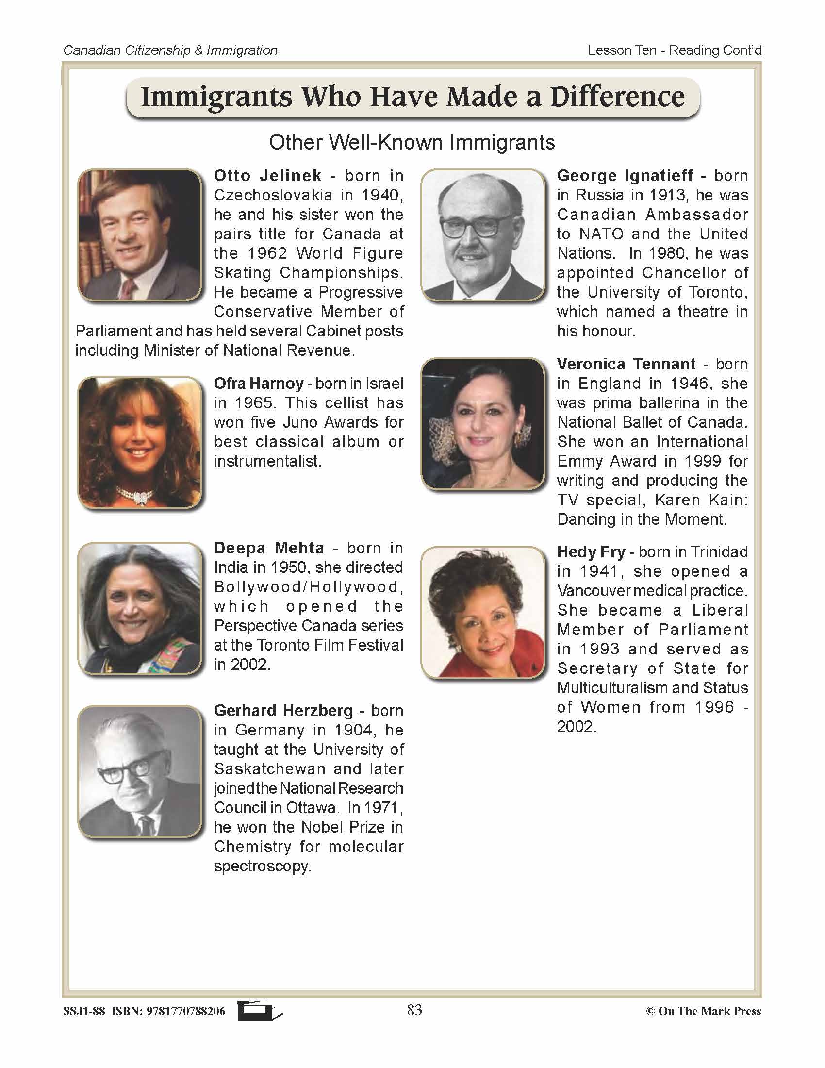 Immigrants Who Have Made A Difference A Unit Test & Extras! E-Lesson Plan Gr. 4-8