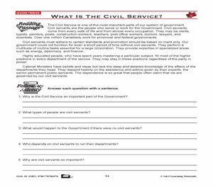 Canadian Government Lesson: What is the Civil Service? Grades 5+
