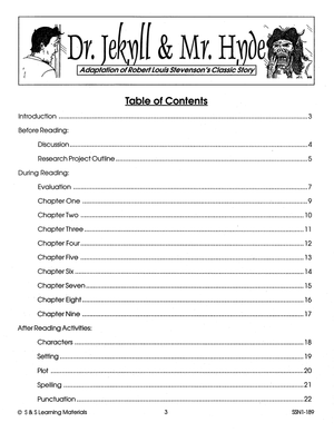 Dr. Jekyll & Mr. Hyde Lit Link/Novel Study Guide Gr. 4-6