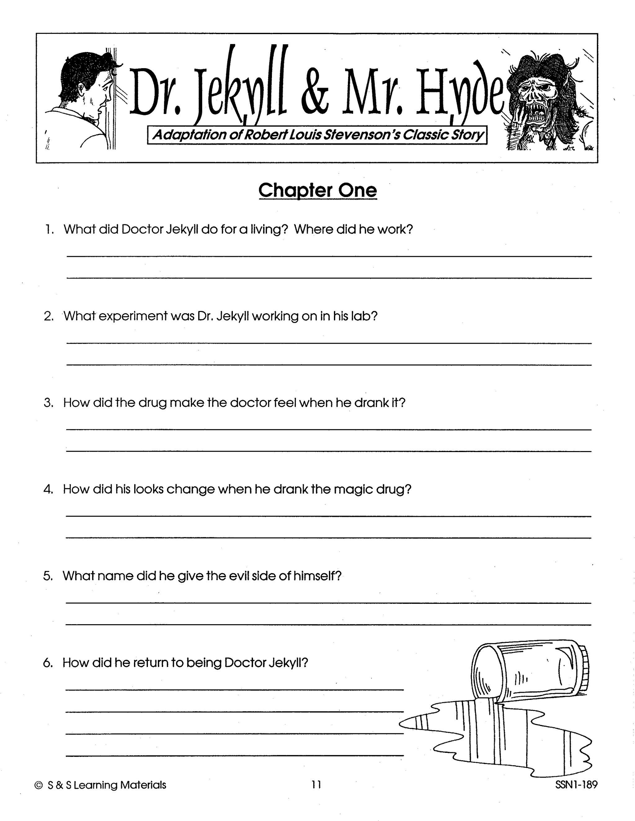 Dr. Jekyll & Mr. Hyde Lit Link/Novel Study Guide Gr. 4-6