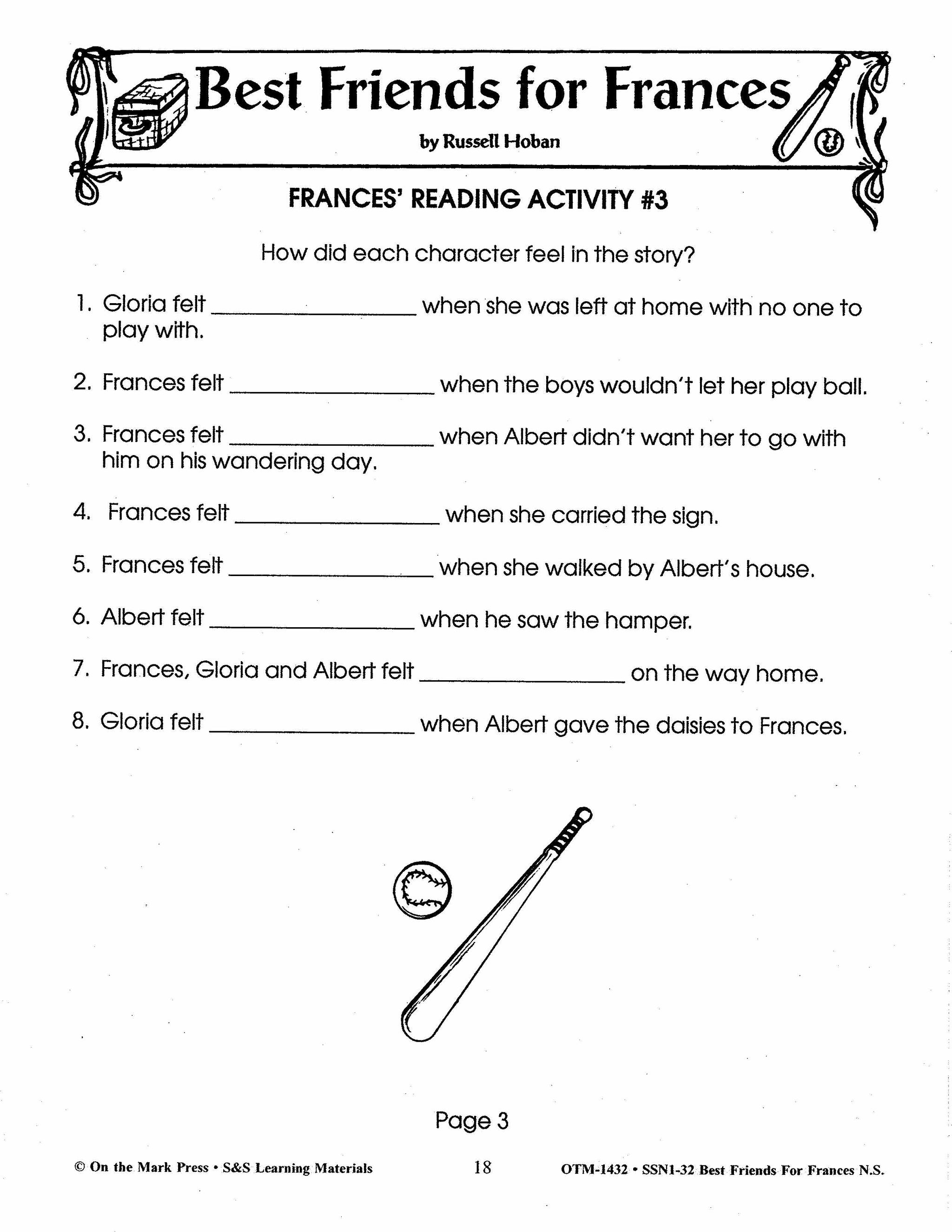 Best Friends For Frances Lit Link/Novel Study Grades 1-3