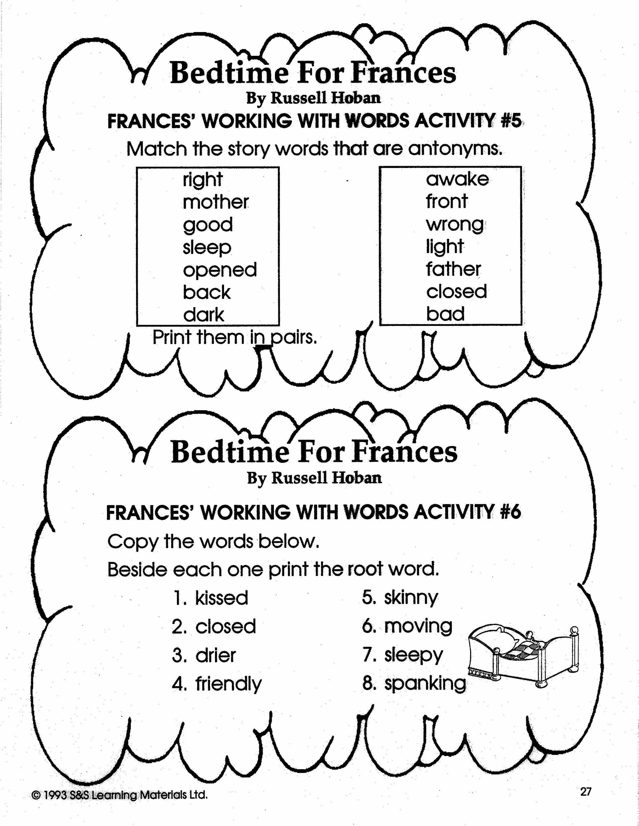 Bedtime for Frances Lit Link/Novel Study Grades 1-3