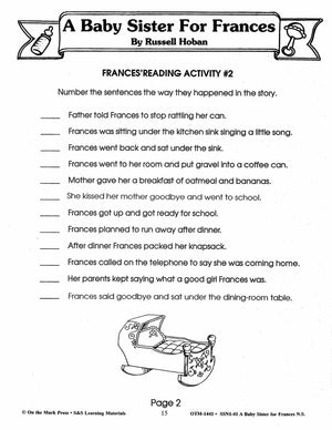 A Baby Sister for Frances Lit Link/Novel Study Grades 1-3