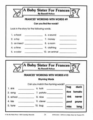 A Baby Sister for Frances Lit Link/Novel Study Grades 1-3