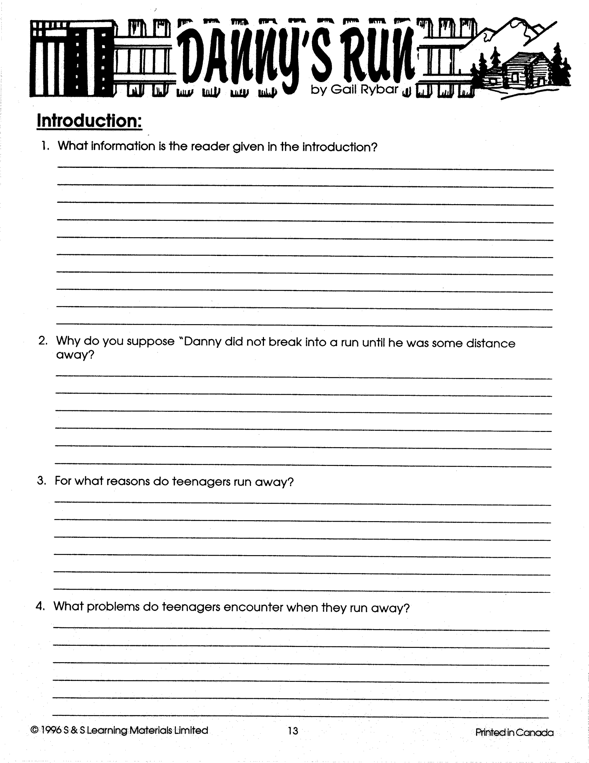 Danny's Run, Lit Link/Novel Study Guide Gr. 4-6