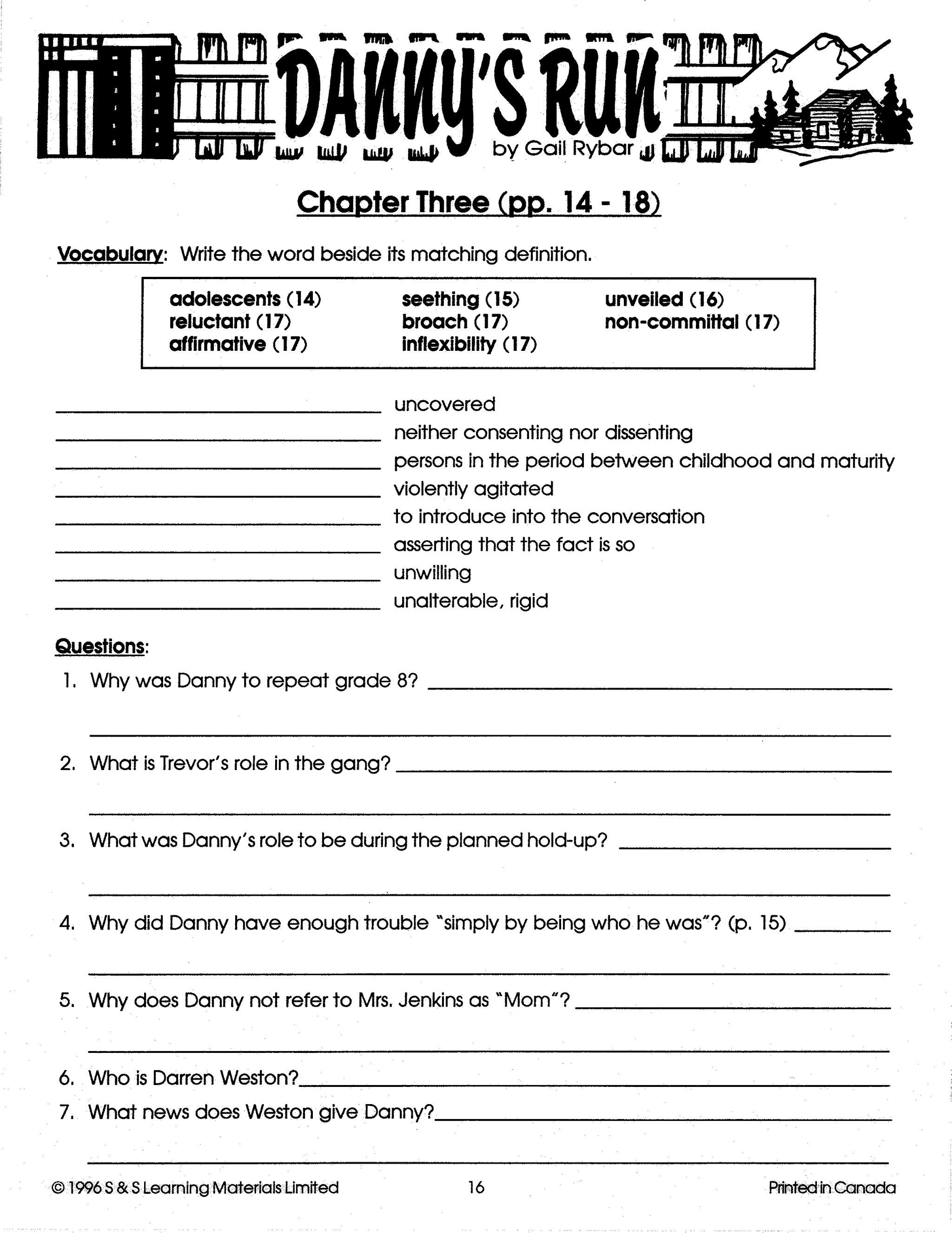 Danny's Run, Lit Link/Novel Study Guide Gr. 4-6