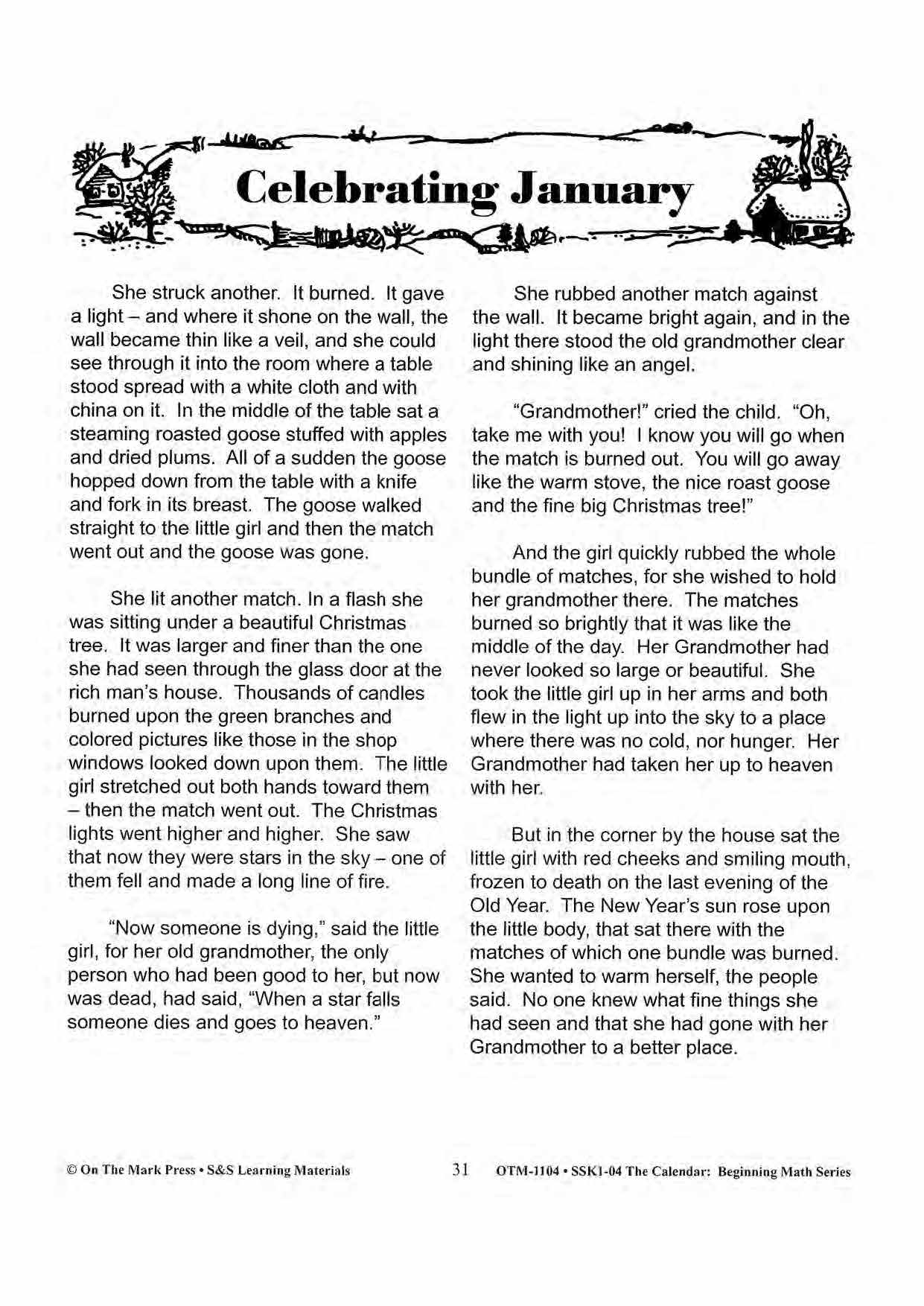 Monthly Calendar Stories & Activities Grades 1-3