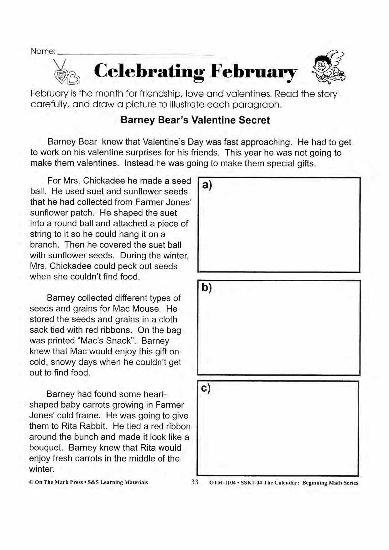 Monthly Calendar Stories & Activities Grades 1-3
