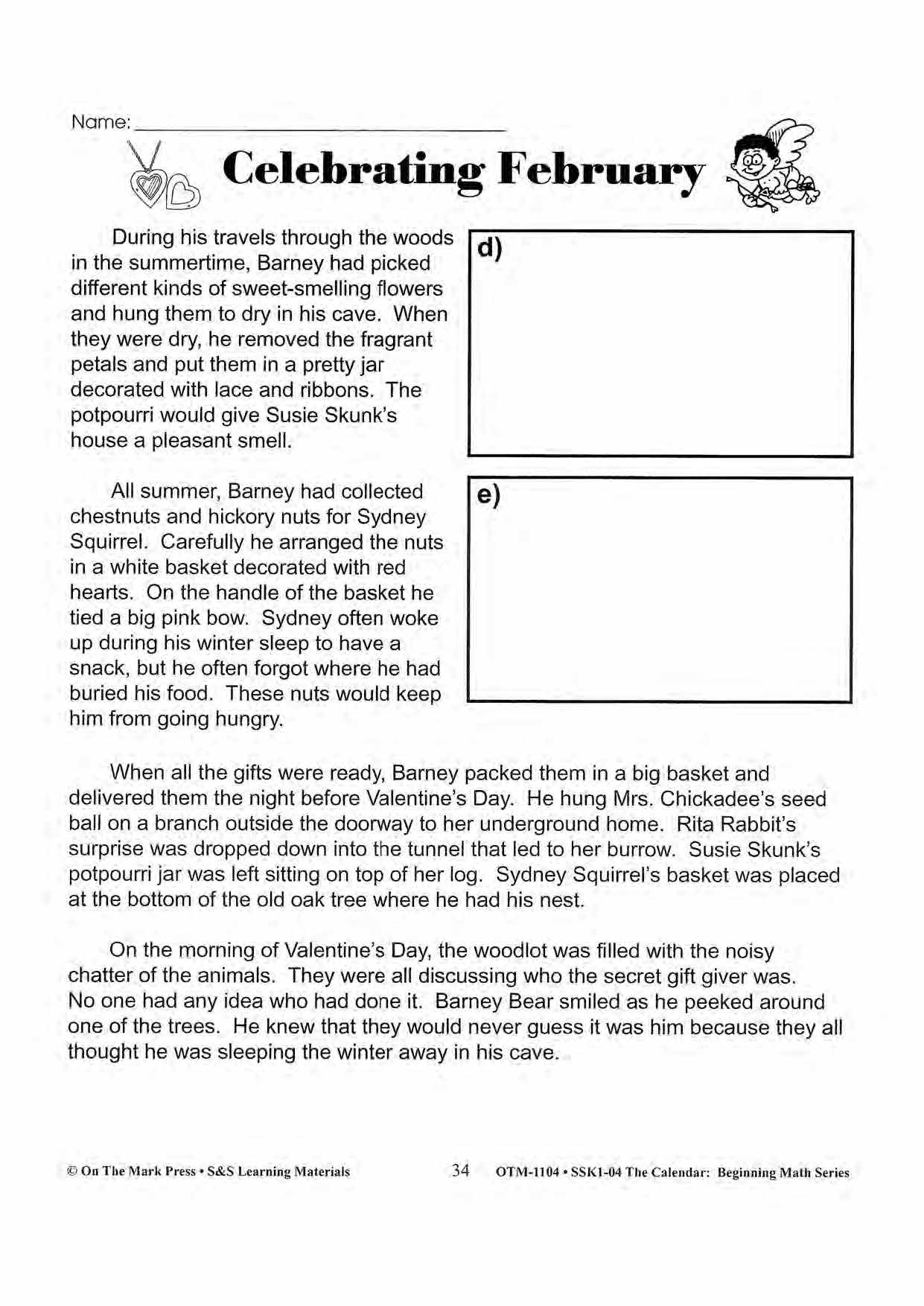 Monthly Calendar Stories & Activities Grades 1-3