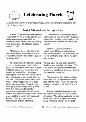 Monthly Calendar Stories & Activities Grades 1-3