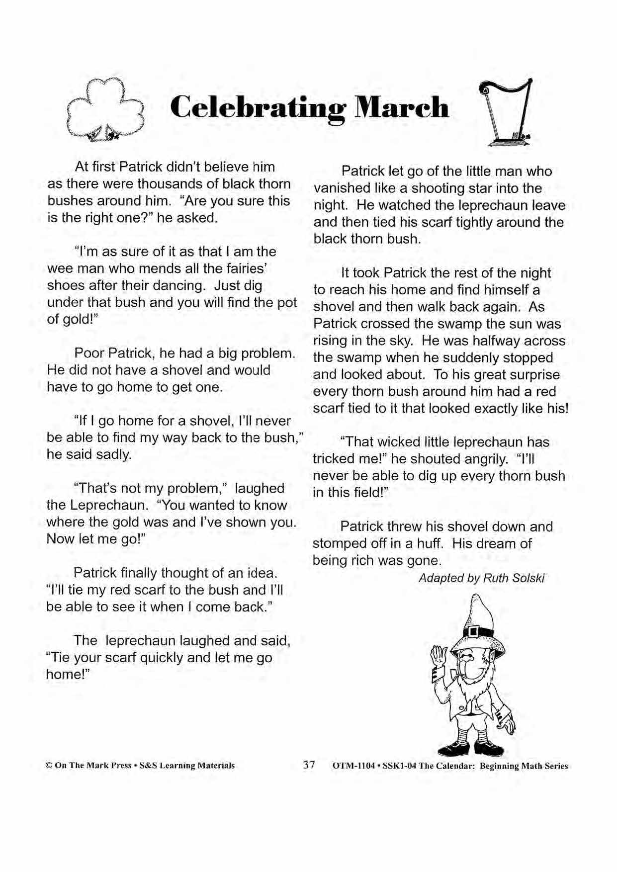 Monthly Calendar Stories & Activities Grades 1-3