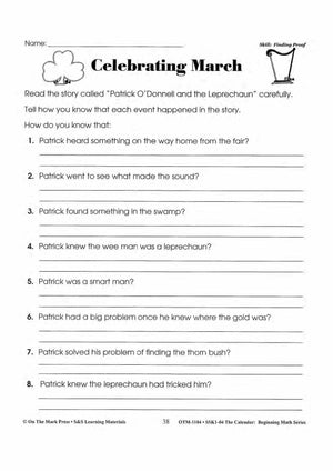 Monthly Calendar Stories & Activities Grades 1-3