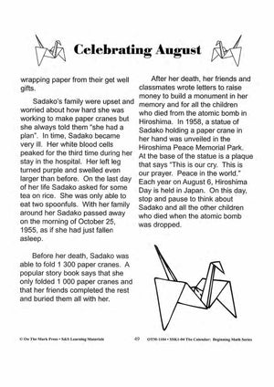 Monthly Calendar Stories & Activities Grades 1-3