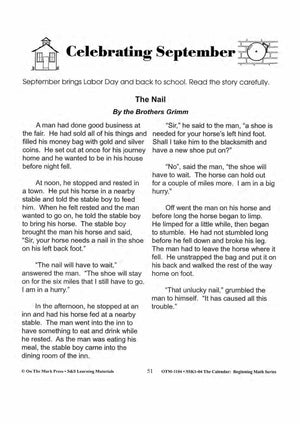 Monthly Calendar Stories & Activities Grades 1-3