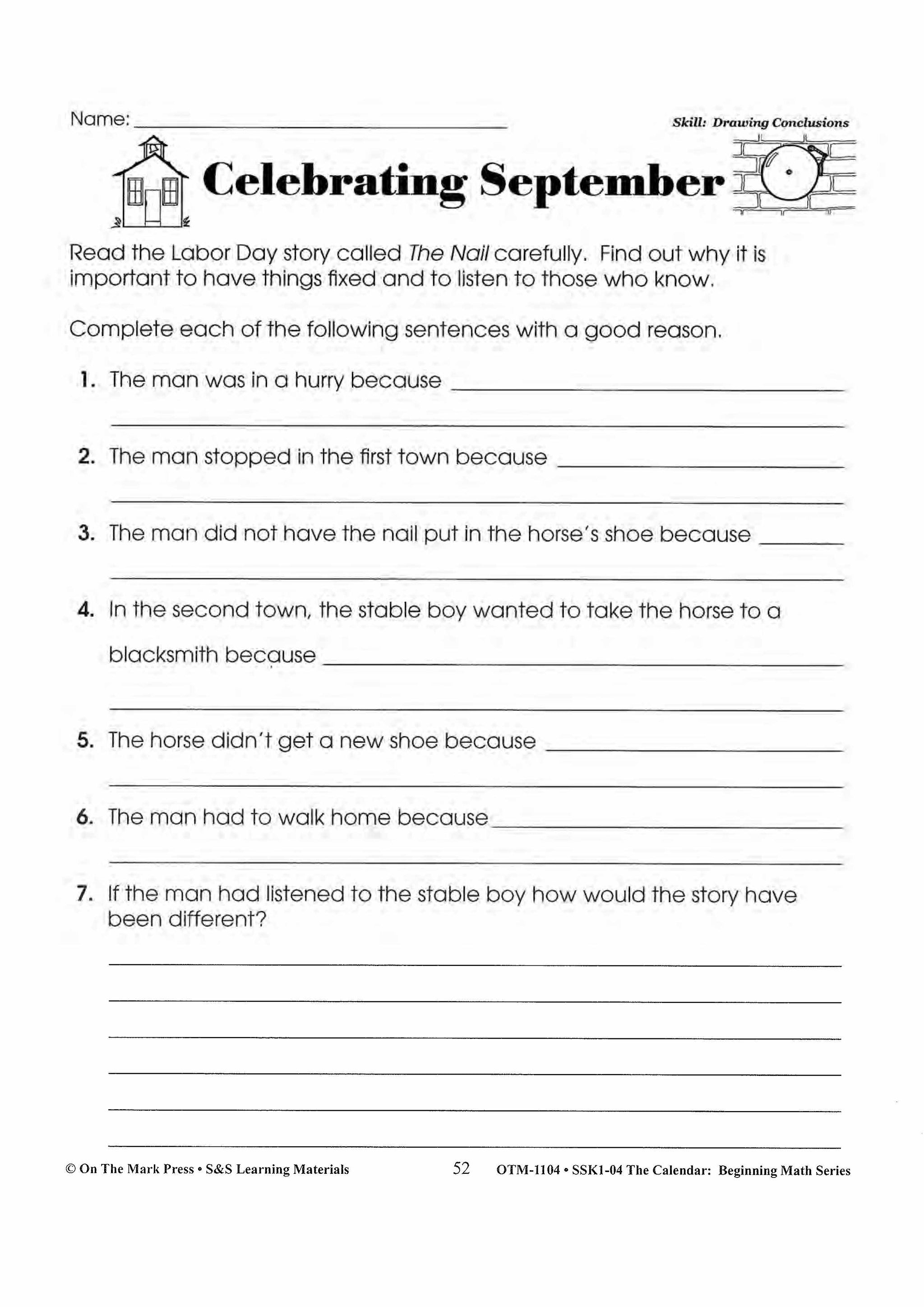 Monthly Calendar Stories & Activities Grades 1-3