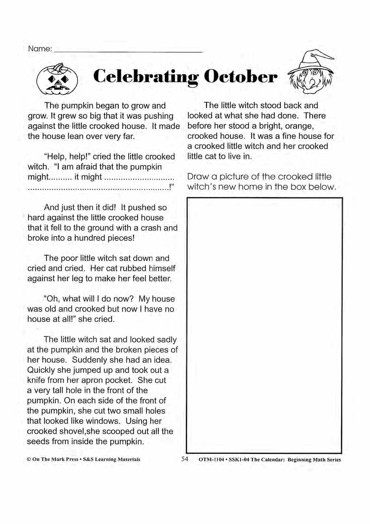 Monthly Calendar Stories & Activities Grades 1-3