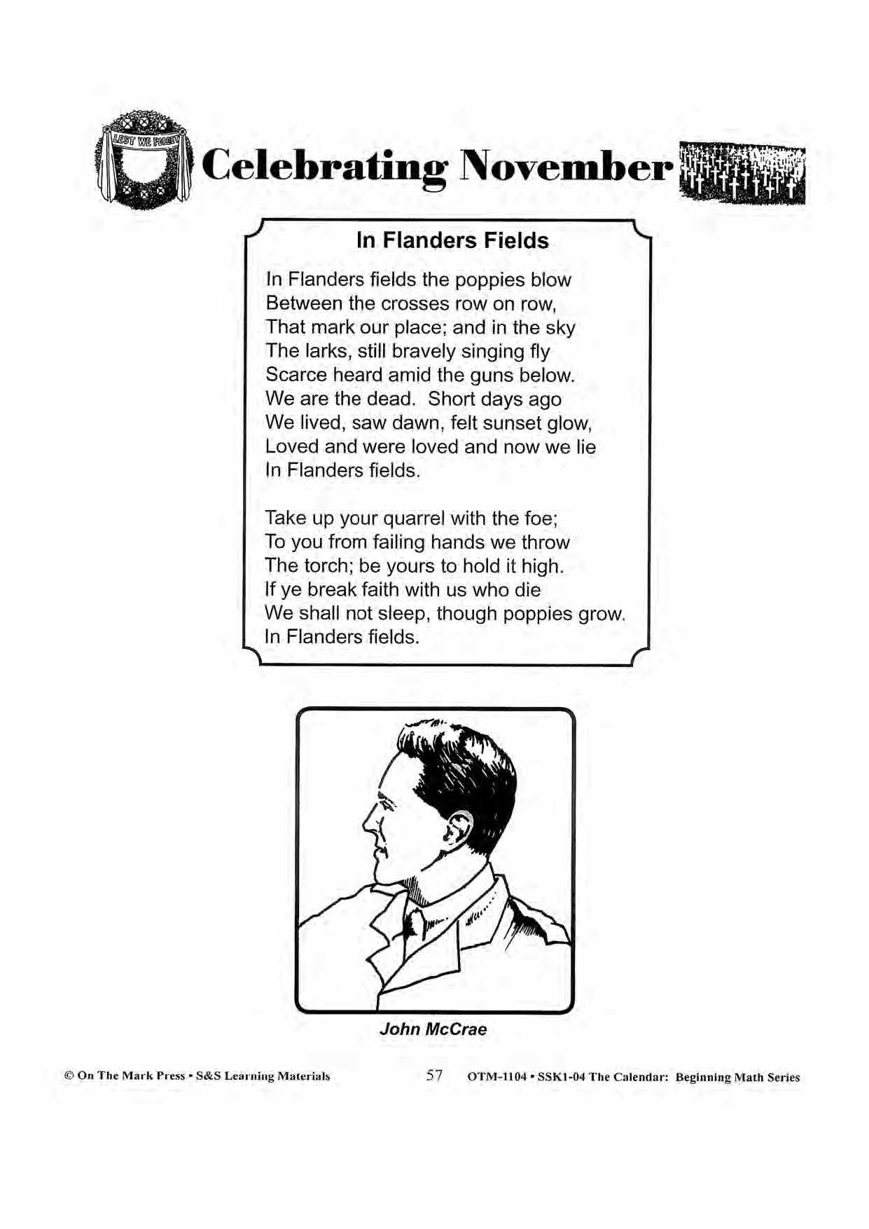 Monthly Calendar Stories & Activities Grades 1-3