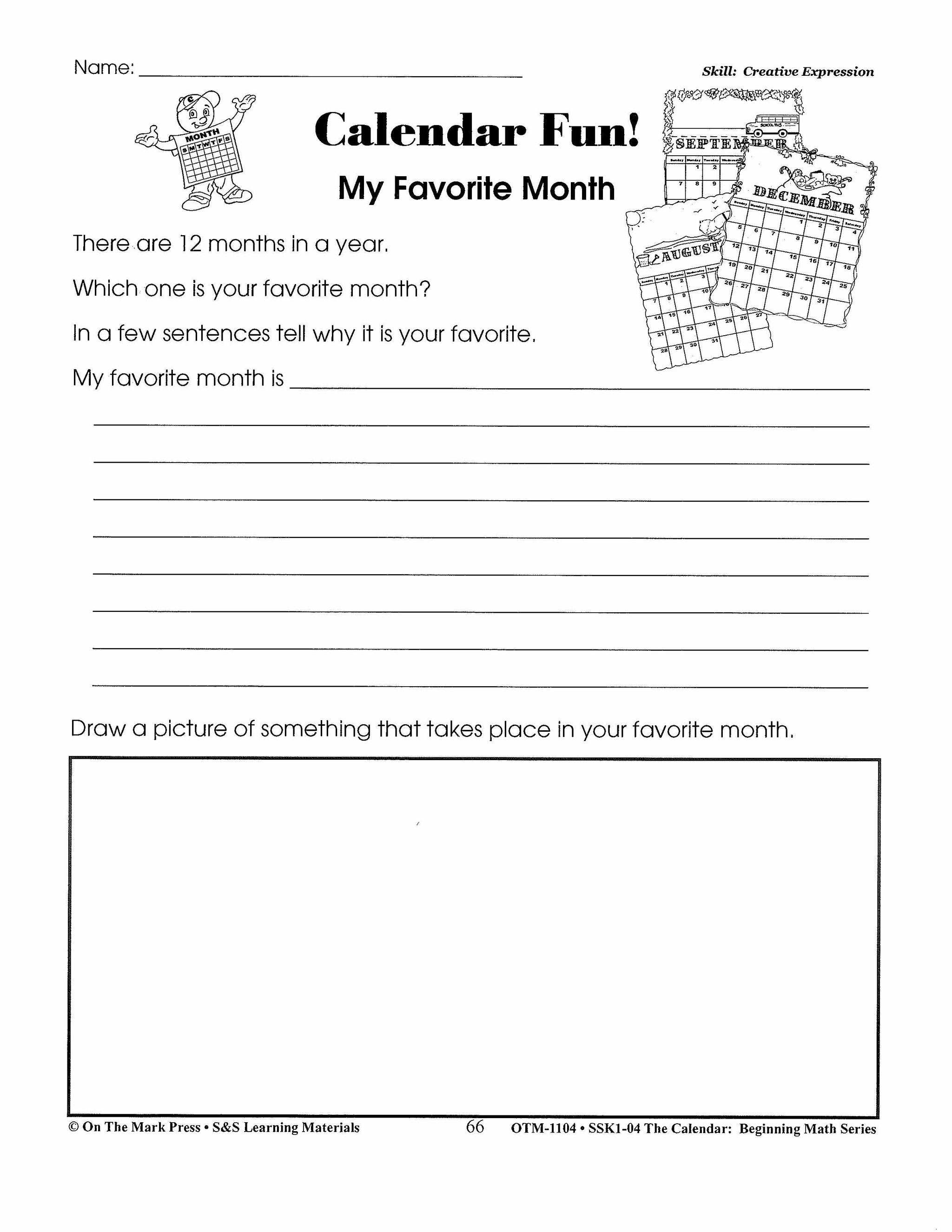 Calendar Activities Grades 1-3