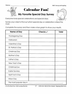 Calendar Activities Grades 1-3