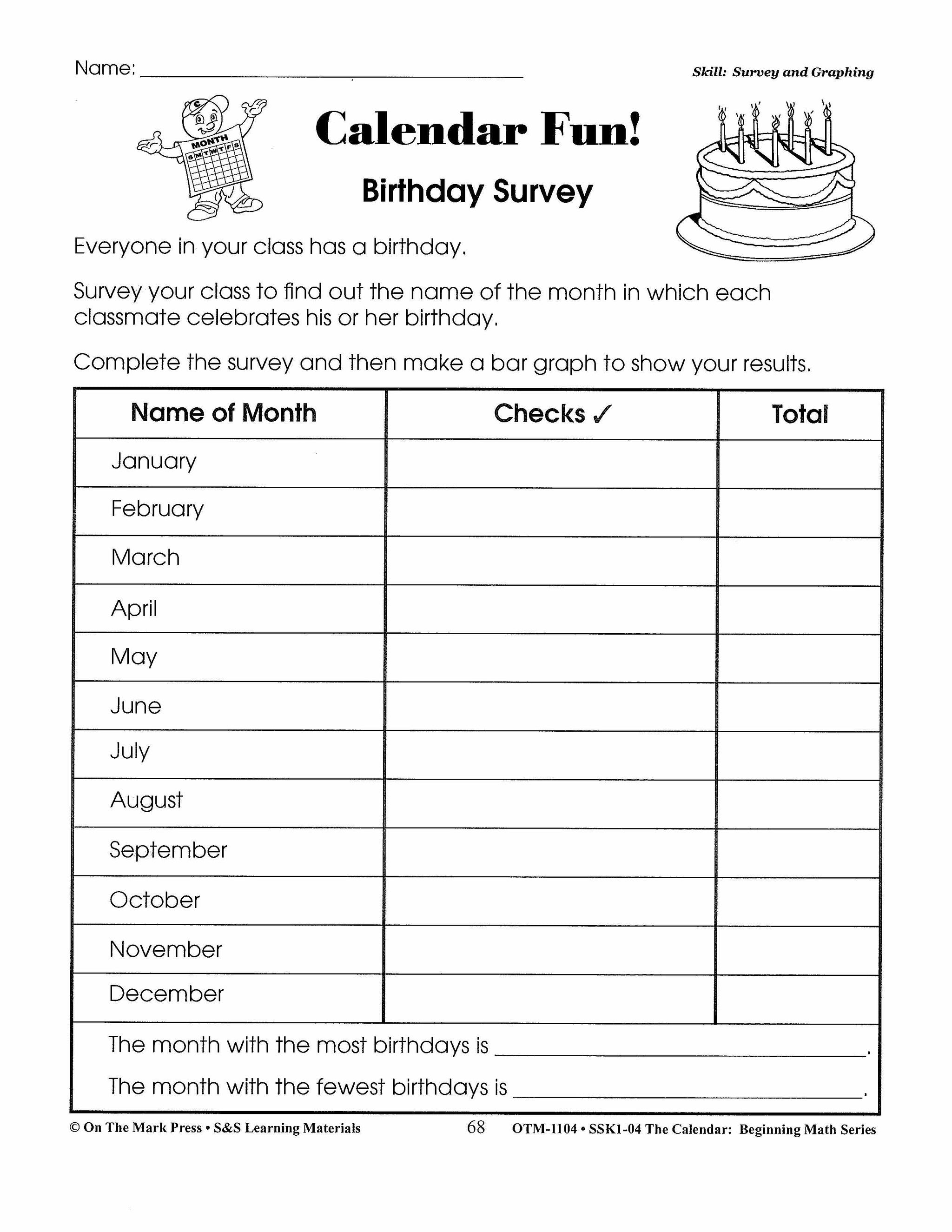 Calendar Activities Grades 1-3