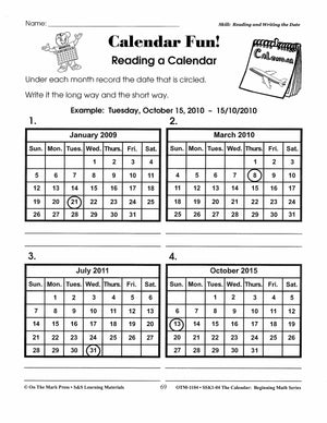 Calendar Activities Grades 1-3