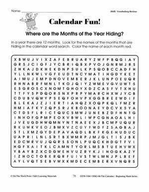 Calendar Activities Grades 1-3